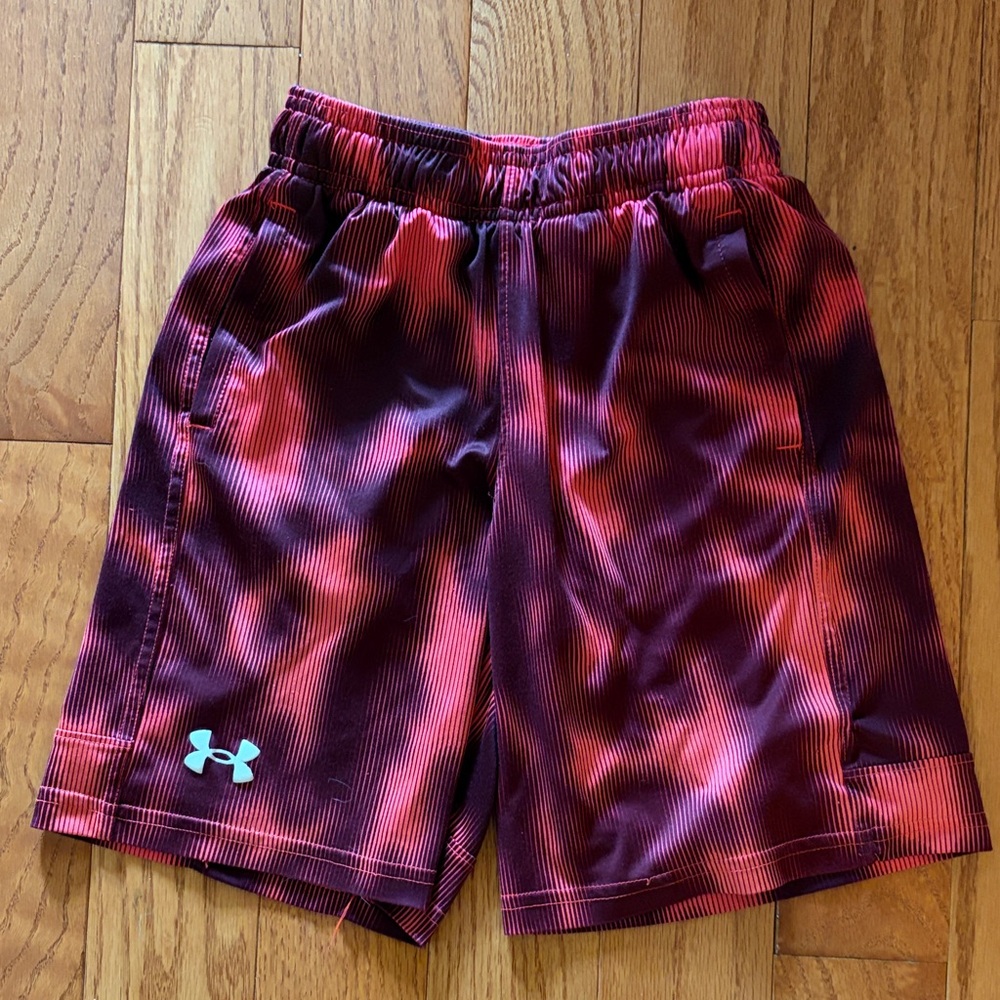Under Armour Boys Performance Shorts in Red & Maroon